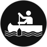 Canoeing symbol on black background