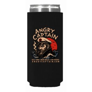 Angry Captain Slim Black Koozie