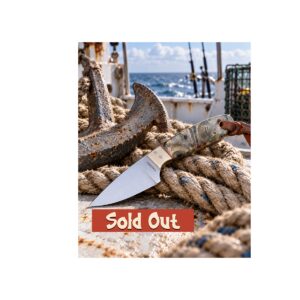 Knife on coiled rope with anchor, "Sold Out